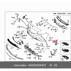 Mercedes-Benz Aluminum Rivet A0039909497 for Front & Rear Bumpers and Trim Fastener