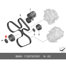 Drive Belt Lower Idler Pulley (90mm) - BMW E60 E82 E90 E92 E93 with N54 Engine