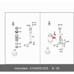 Genuine Mercedes-Benz Air Spring A1643201025 for GLE400 4Matic (2016-2019), GL, ML, GLE, GLS, Rear