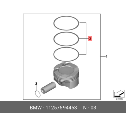MAHLE Piston & Ring Set 11257594453 for BMW N20/N26/B20A/B20C