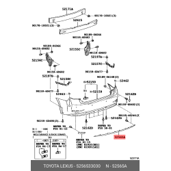 TOYOTA 52565-33030 RETAINER, REAR BUMPER, LOWER