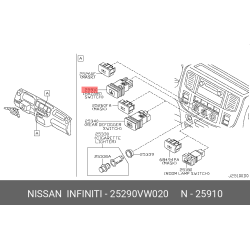 NISSAN OEM Genuine SWITCH ASSY-HAZARD 25290-VW020