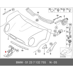 MINI Cooper Left Hood Latch Release Lock - R50 R52 R53 - 51237132755