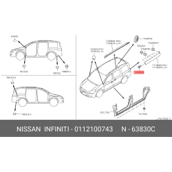 Genuine Nissan Bumper Bolt / Screw 01121-00743 (Z32 Y62 CZ51 R50 E52 S35)